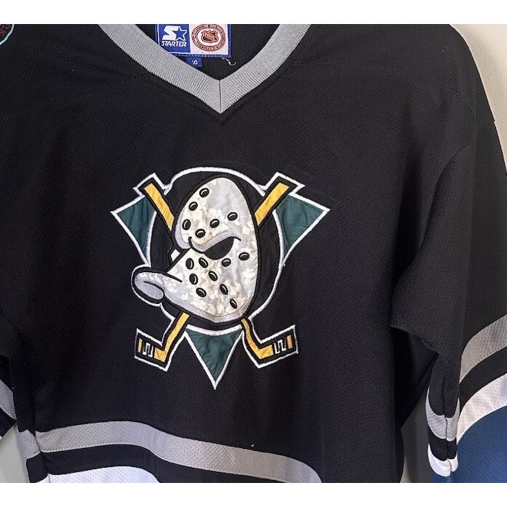 Starter Mighty Ducks of Anaheim NHL Jersey Vintage 90s Size Youth 10 Kids Hockey - Picture 2 of 16